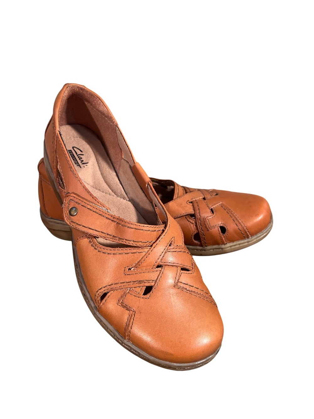 Clarks Women's Cognac Leather Mary Jane Flats